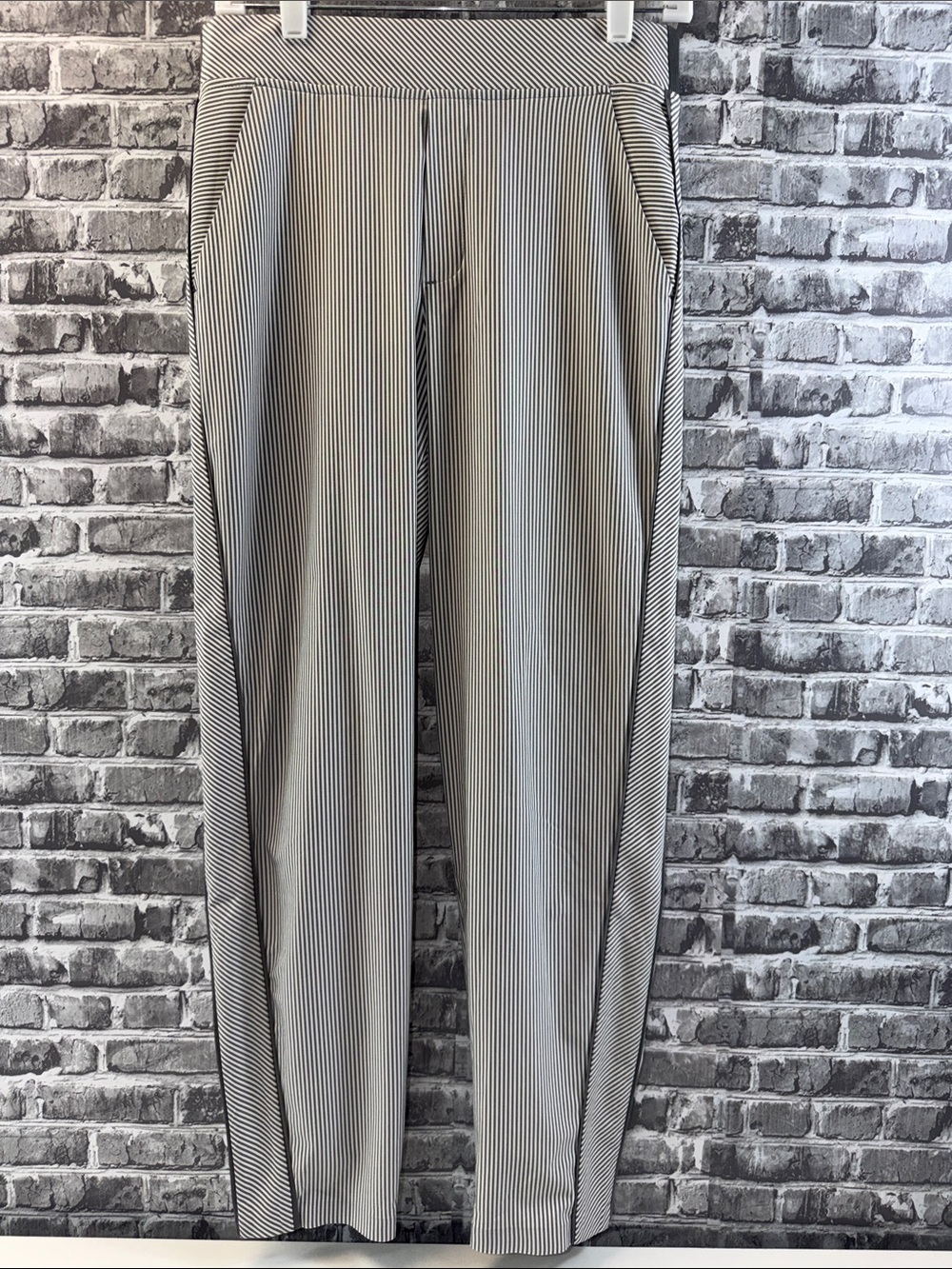 Athleta Gray and White Pinstripe Dress Pants